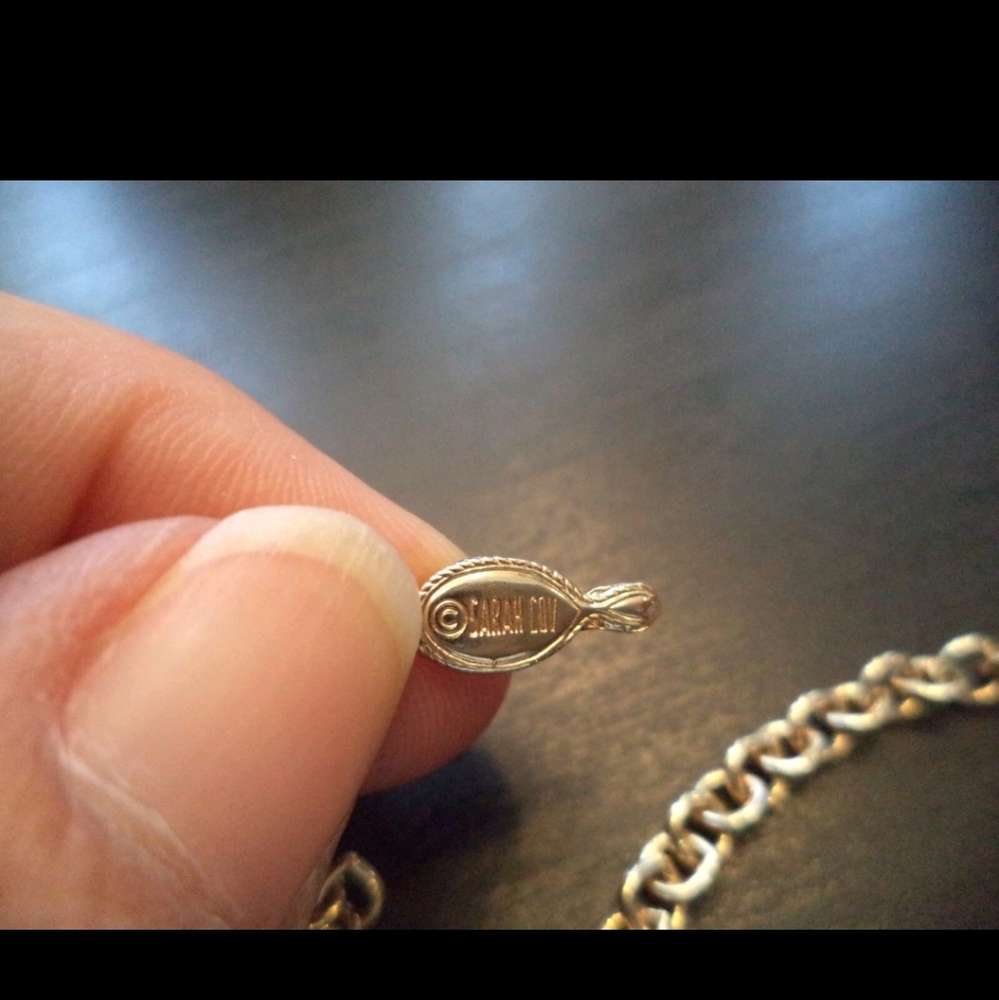 STUNNING VINTAGE ESTATE SIGNED SARAH COV GOLD TONE 17" NECKLACE - Picture 2 of 2